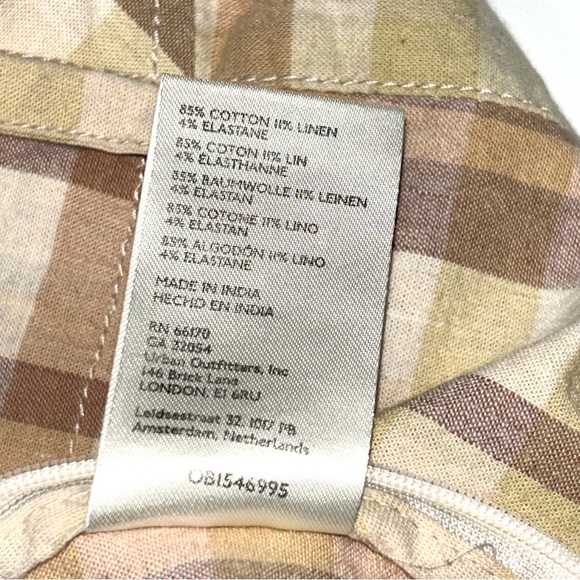 Free People The Way You Move Plaid Retro Flare Pants Cotton Linen Blend Size 12 - Picture 14 of 15